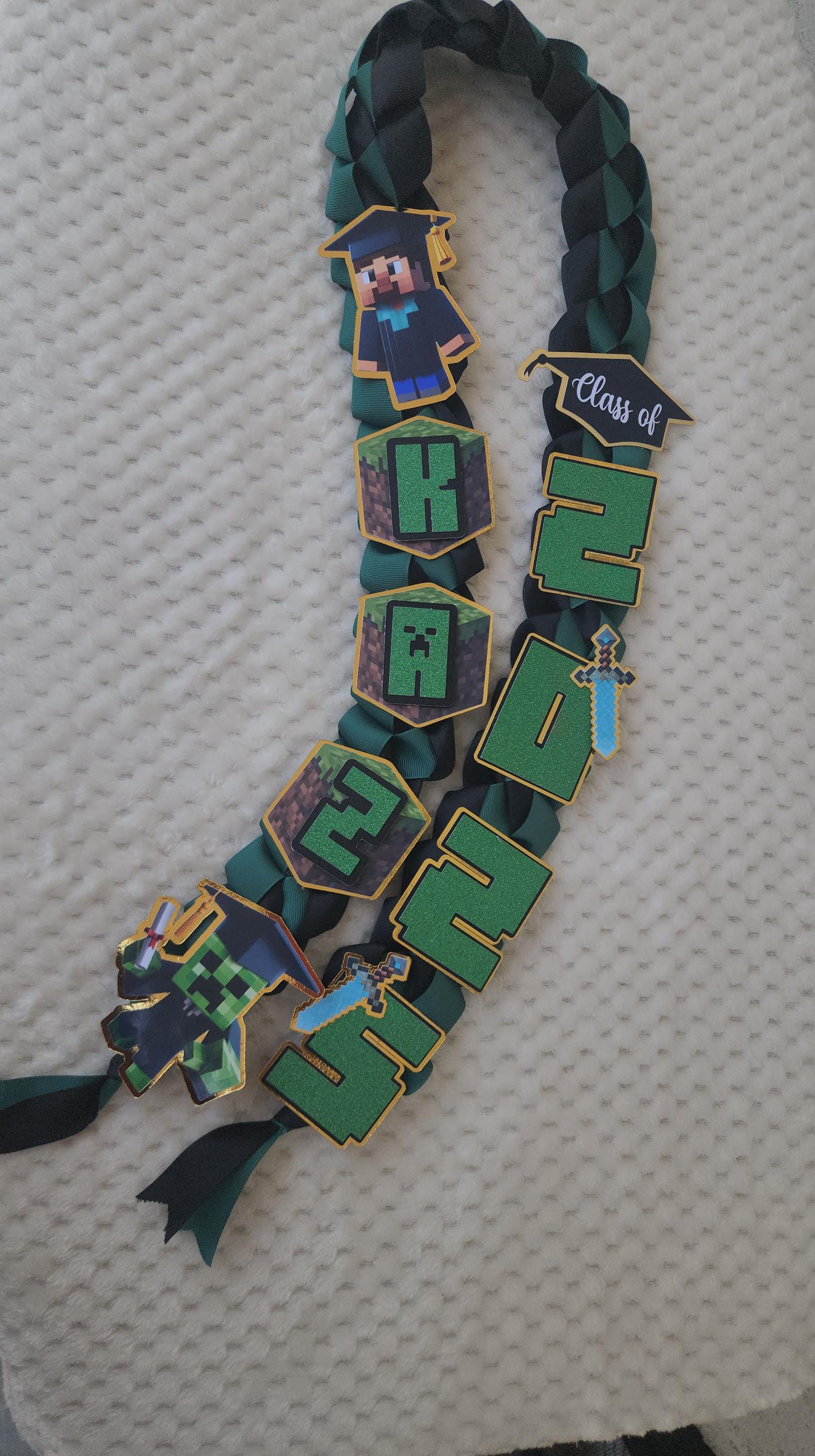 Minecraft Graduation Ribbon Lei, Senior Gift, Class of 2026 gift, Kindergarten Leis