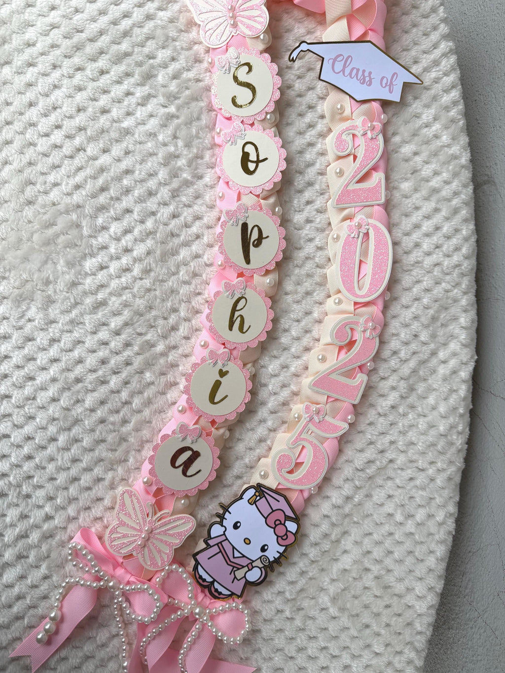 Graduation Lei 2026, Coquette Pearl gift, Class of 26 senior gift