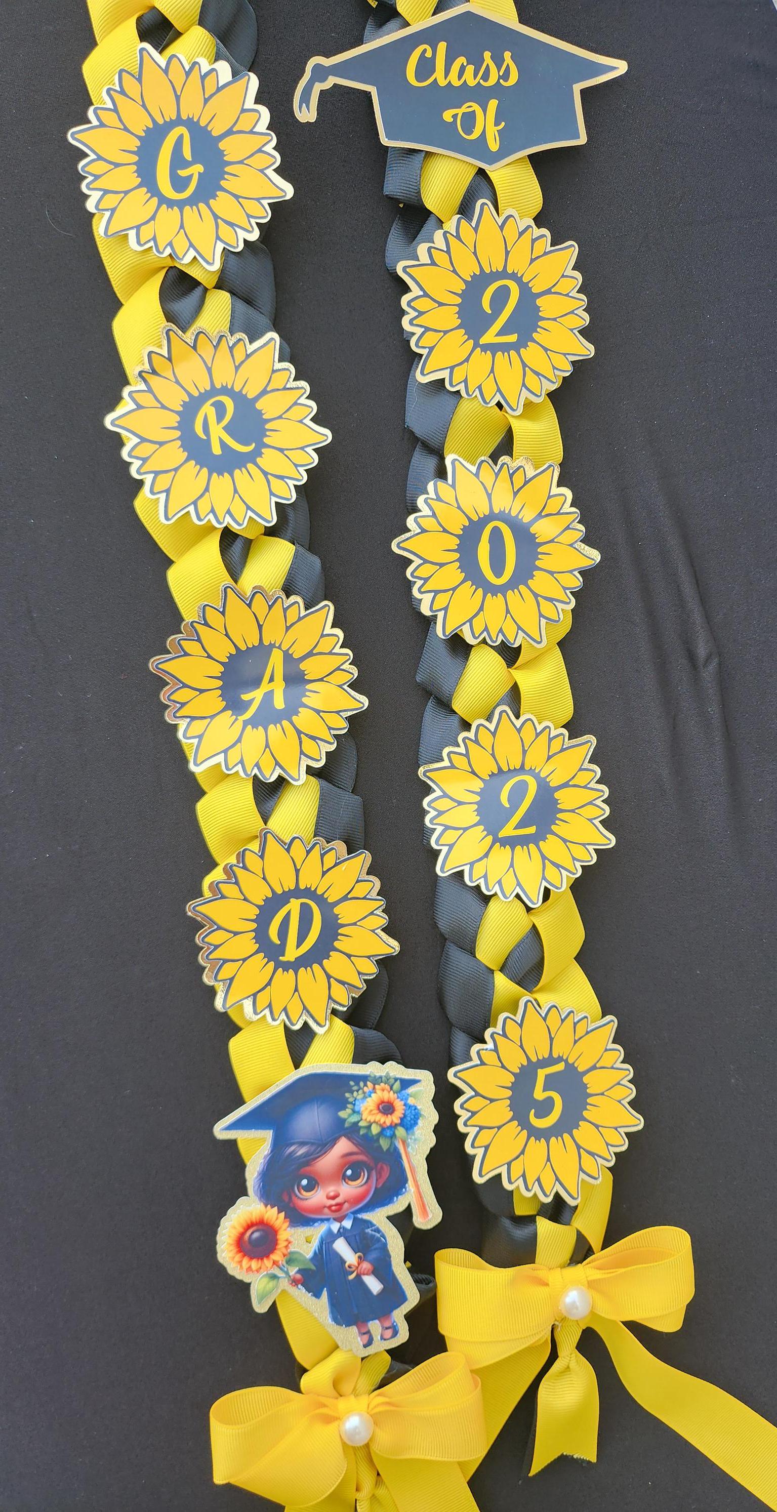 Sunflower Graduation Lei: Custom Ribbon Lei, Class of 2026