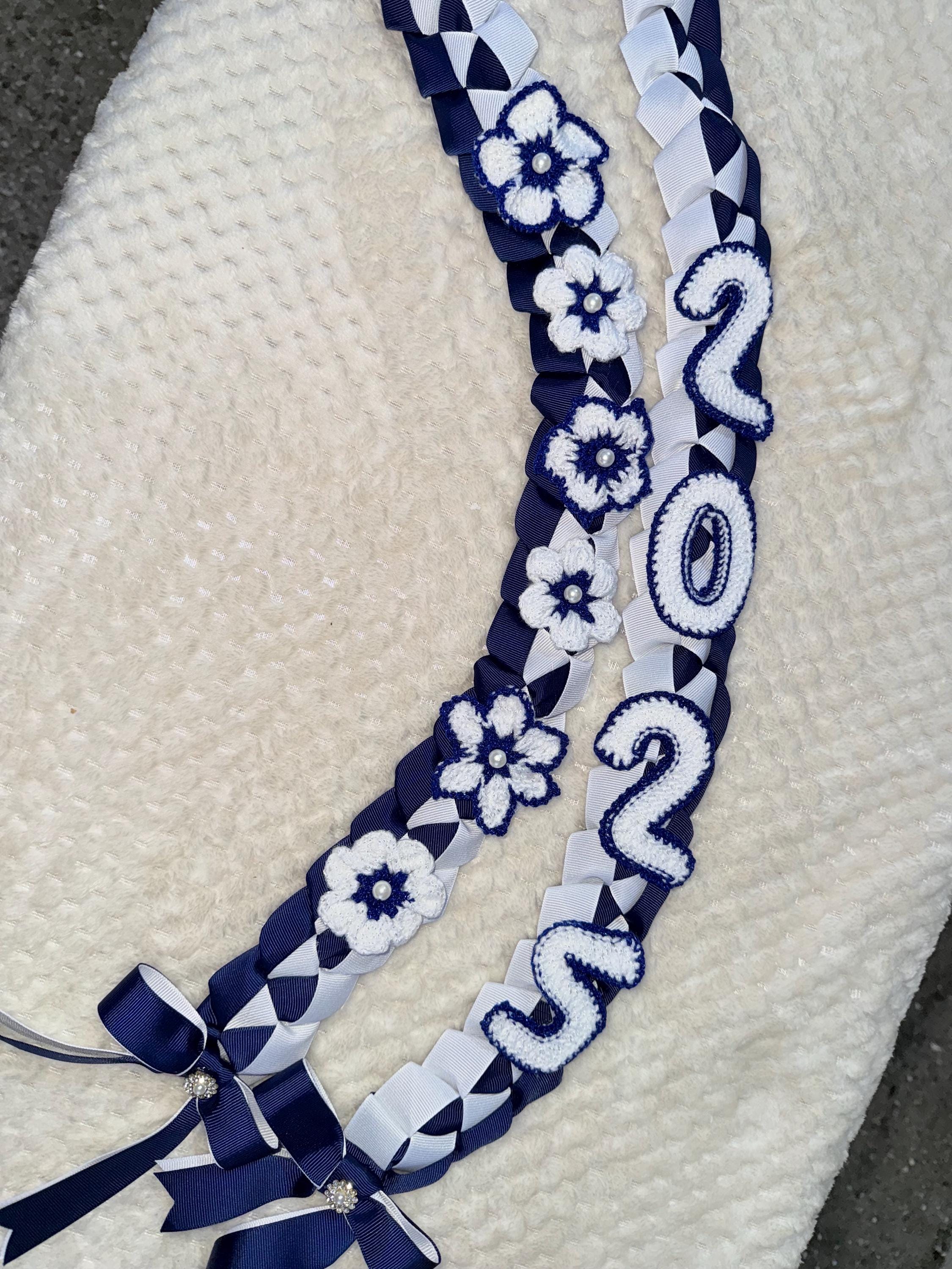 Crochet Graduation Lei 2026 Handmade Ribbon Lei with Flowers