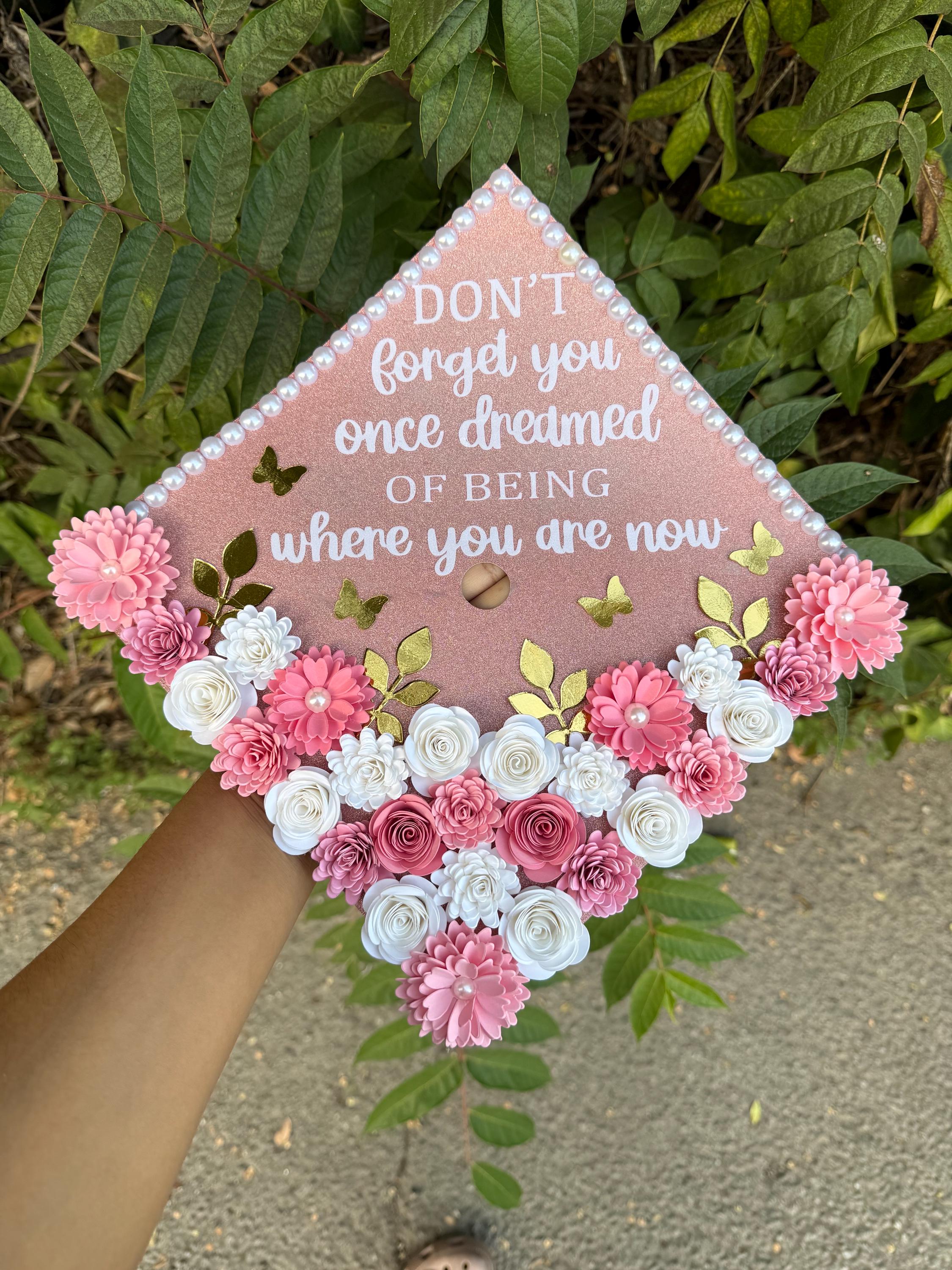 Graduation Topper, handmade Paper Flowers, Personalized Grad Cap, Class of 2026 custom topper