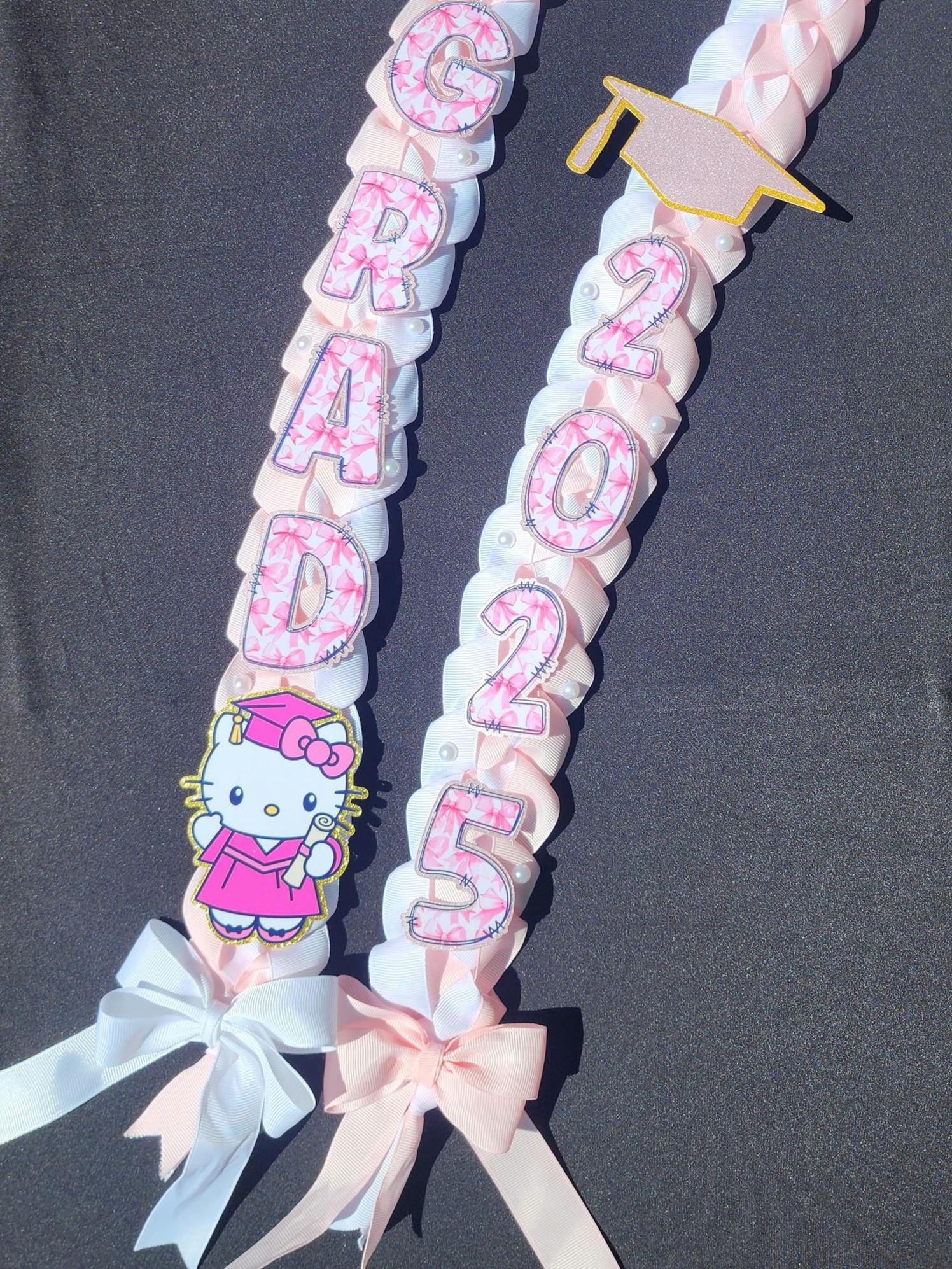 Kitty Graduation Ribbon Lei: Custom Class of 2026 Grad Gift