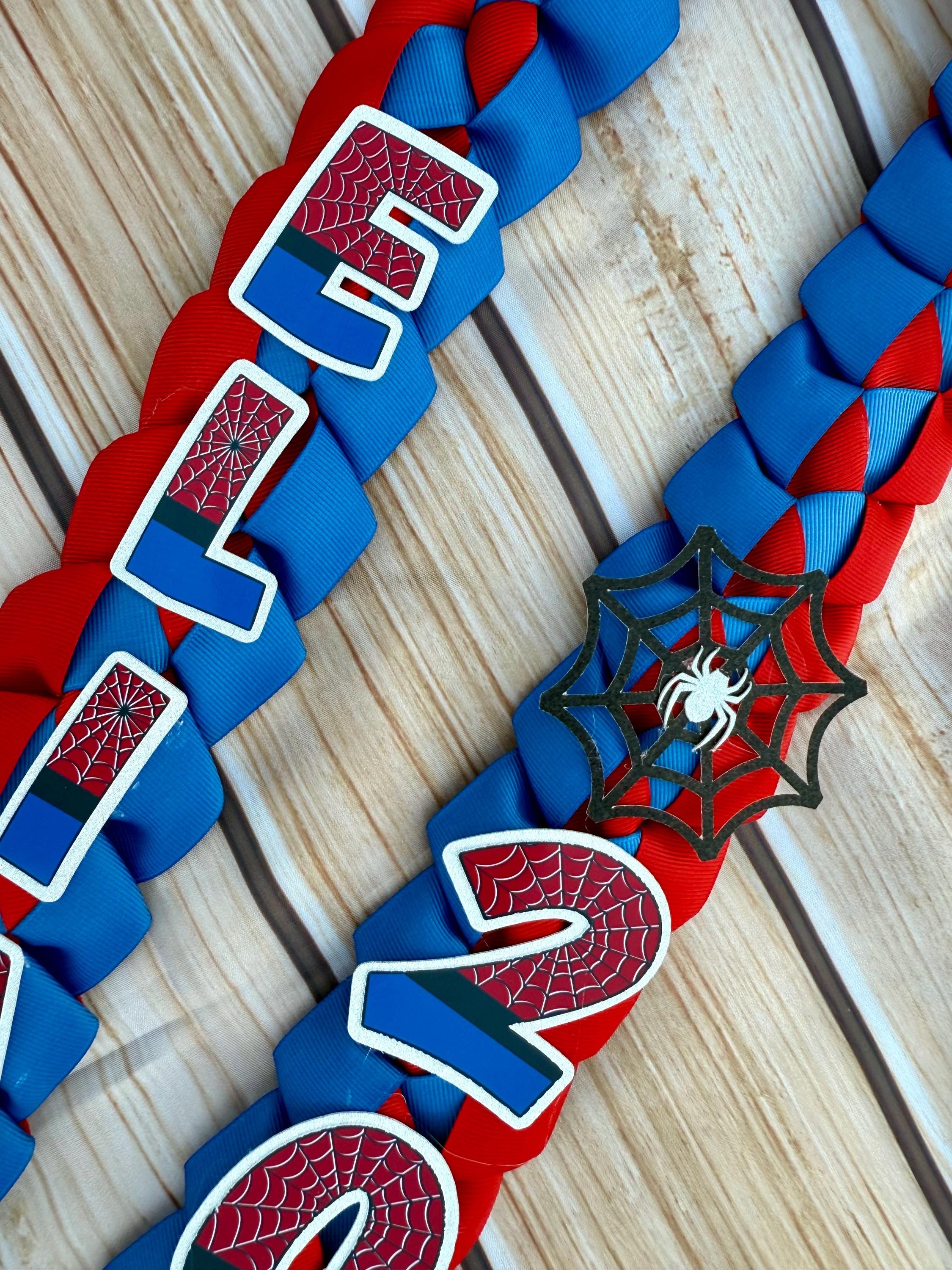 Handmade Spider Graduation Lei: Red & Blue Ribbon, Class of 2026