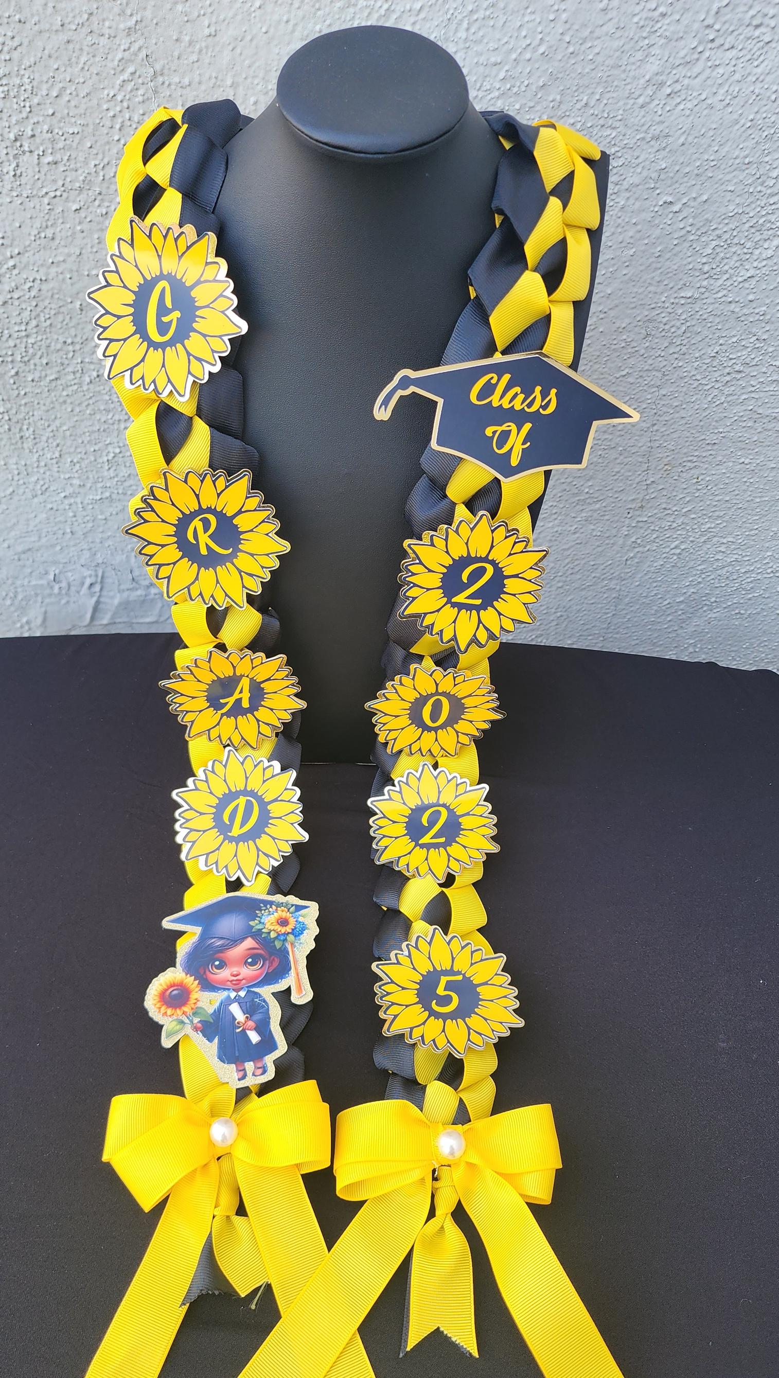 Sunflower Graduation Lei: Custom Ribbon Lei, Class of 2026