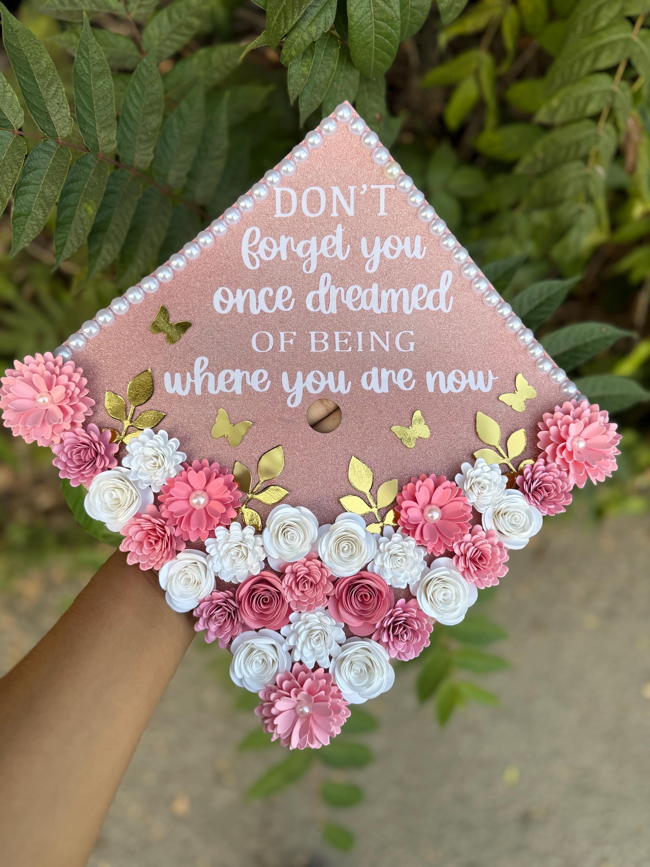 Graduation Topper, handmade Paper Flowers, Personalized Grad Cap, Class of 2026 custom topper