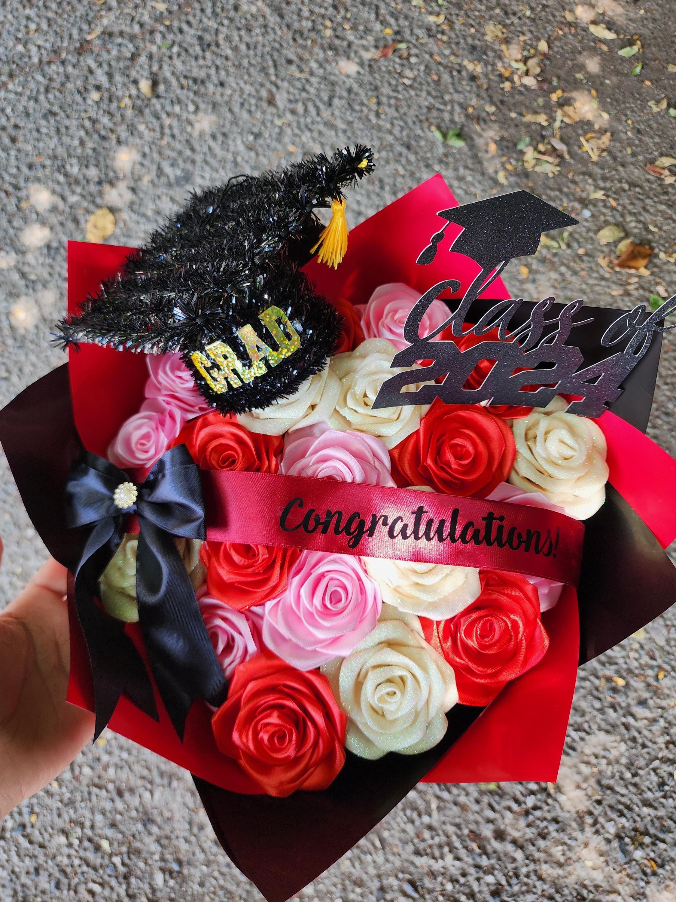 graduation bouquet of handmade eternal roses, rosas eternas, forever roses, birthday flowers