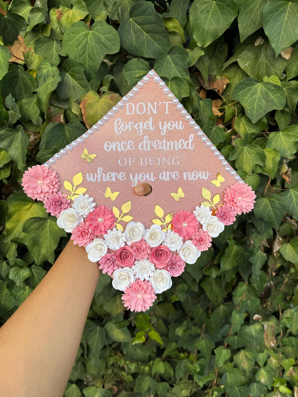 Graduation Topper, handmade Paper Flowers, Personalized Grad Cap, Class of 2026 custom topper