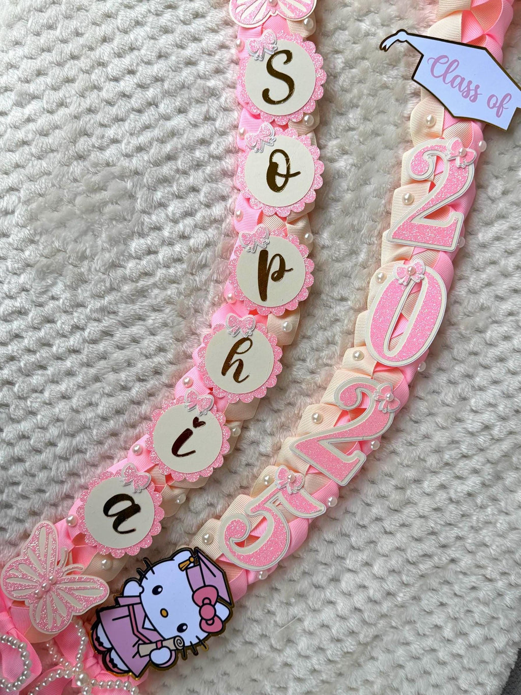 Graduation Lei 2026, Coquette Pearl gift, Class of 26 senior gift