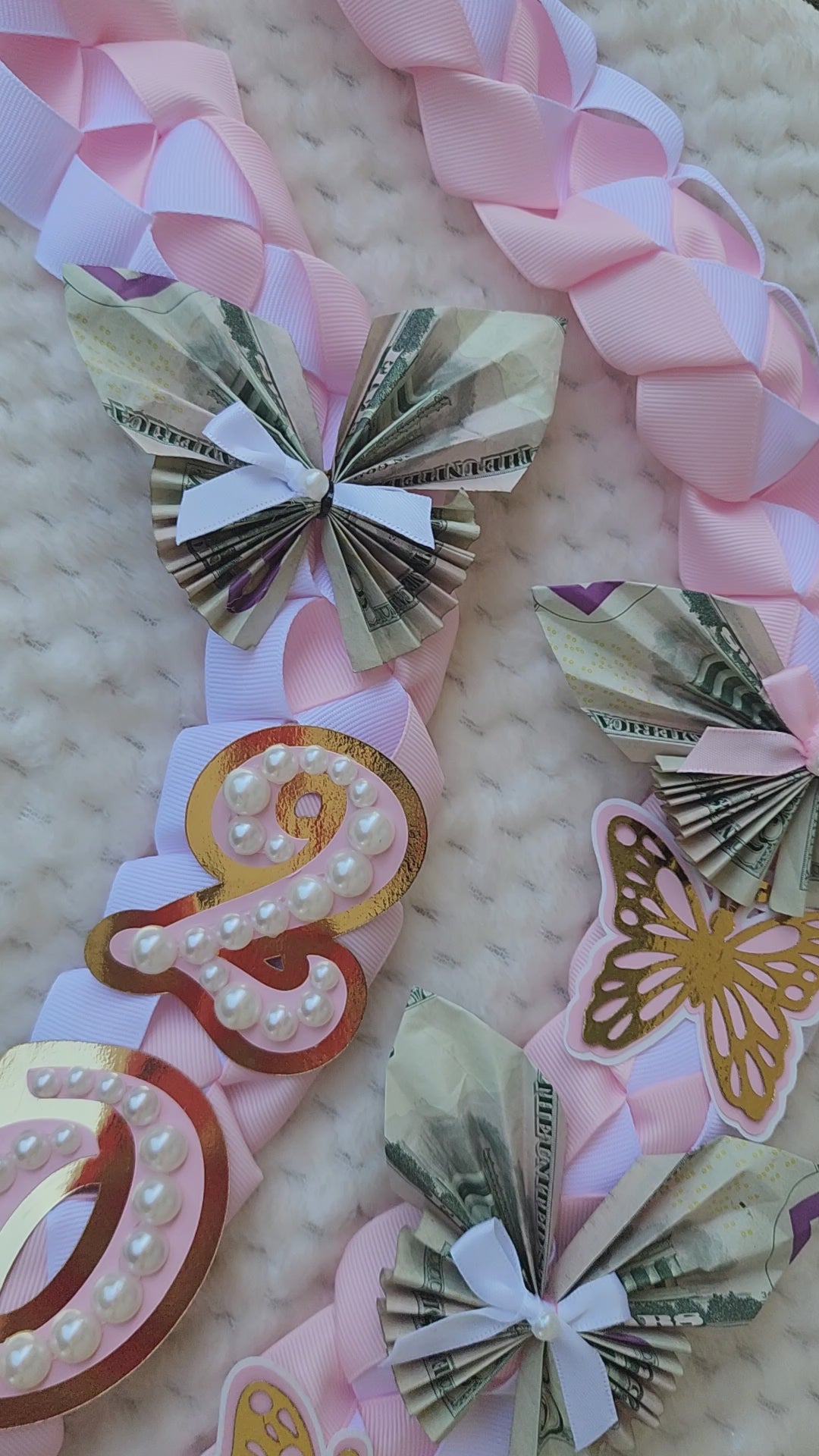 Money Lei, Graduation leis with money butterflies, Coquette Style